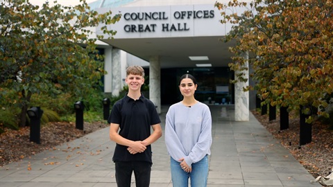 youth councillors in front of council building