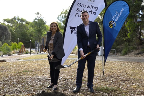 Craig at sod turn for Riverside Community Activity Centre upgrade