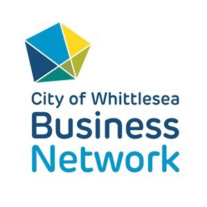 A multri-coloured, faceted pentagon sits above the words City of Whittlesea Business Network.