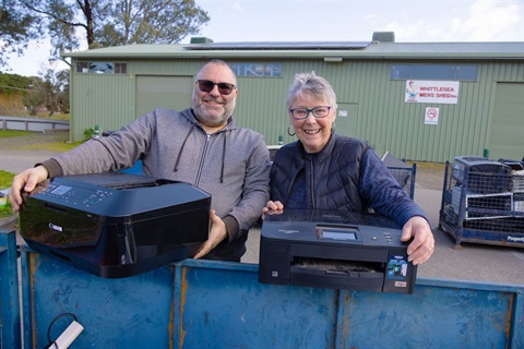 Brett Sulivan and Jane Robson at the e-waste drop off Whittlesea.